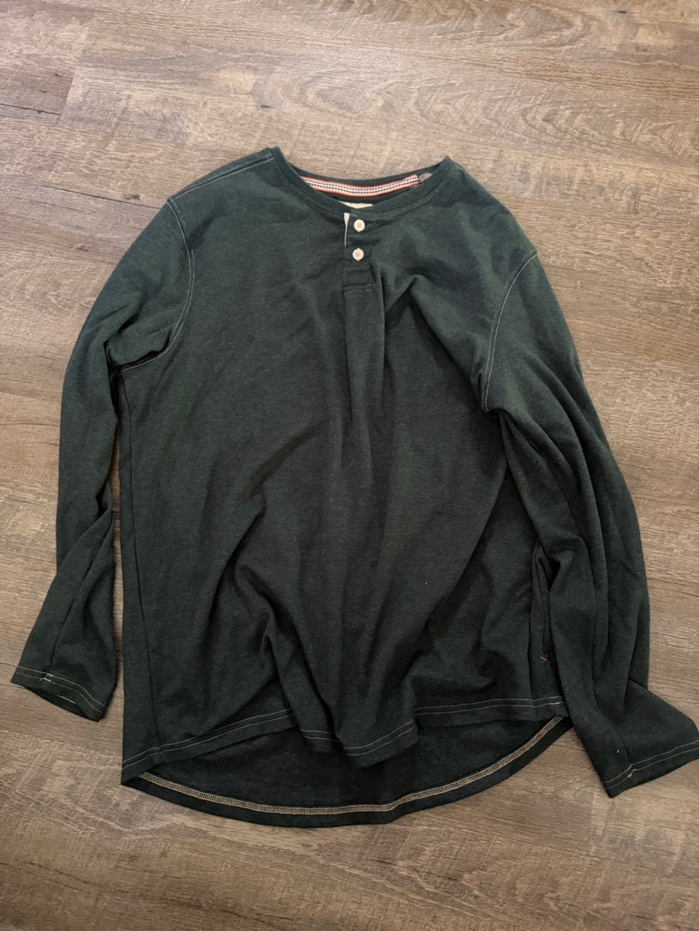 The Normal Brand Dark Green Long Sleeve Henley Shirt